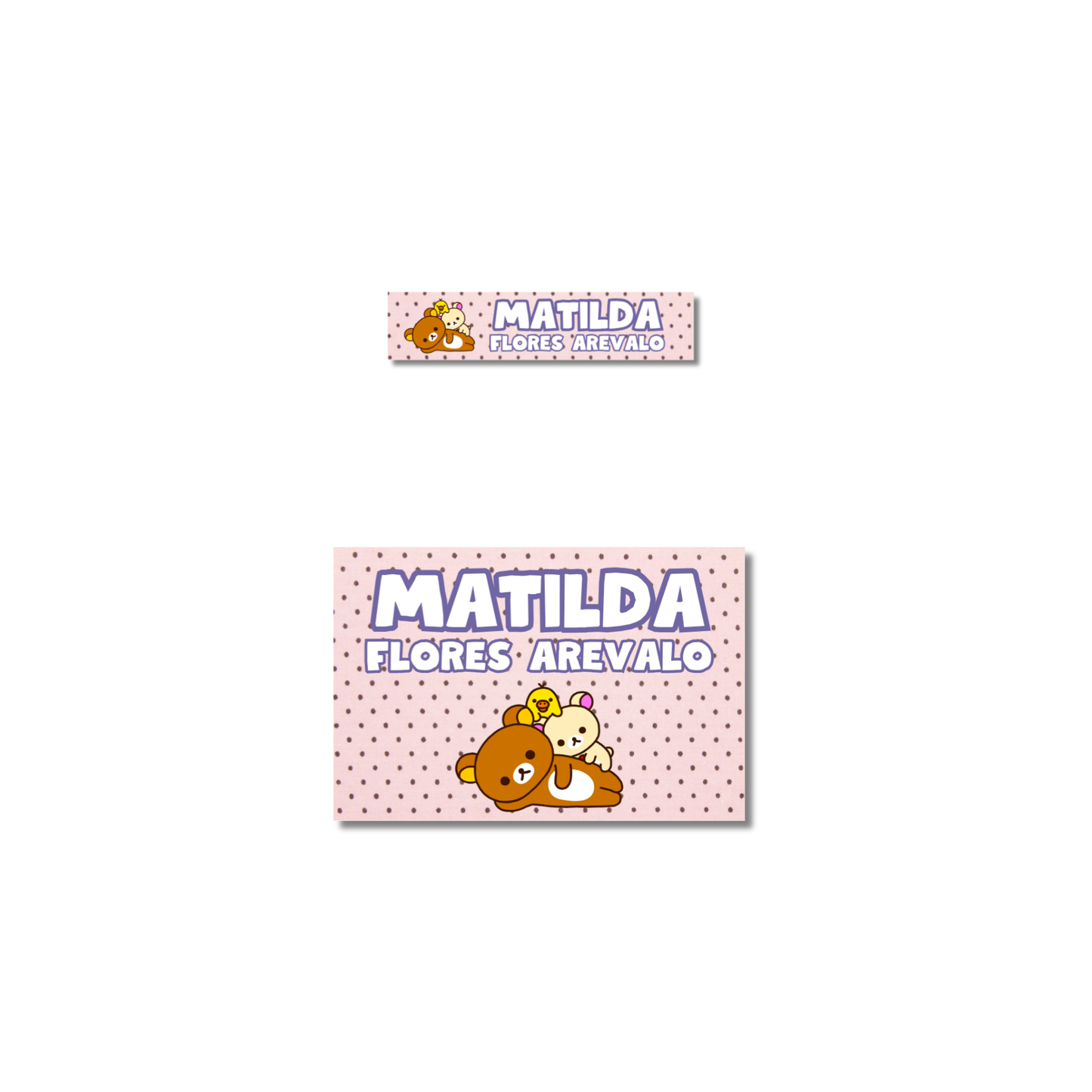 Rilakkuma fondo rosa, etiquetas ropa, personalizadas, textil, DTF