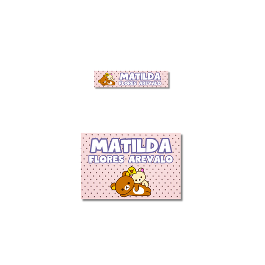 Rilakkuma fondo rosa, etiquetas ropa, personalizadas, textil, DTF