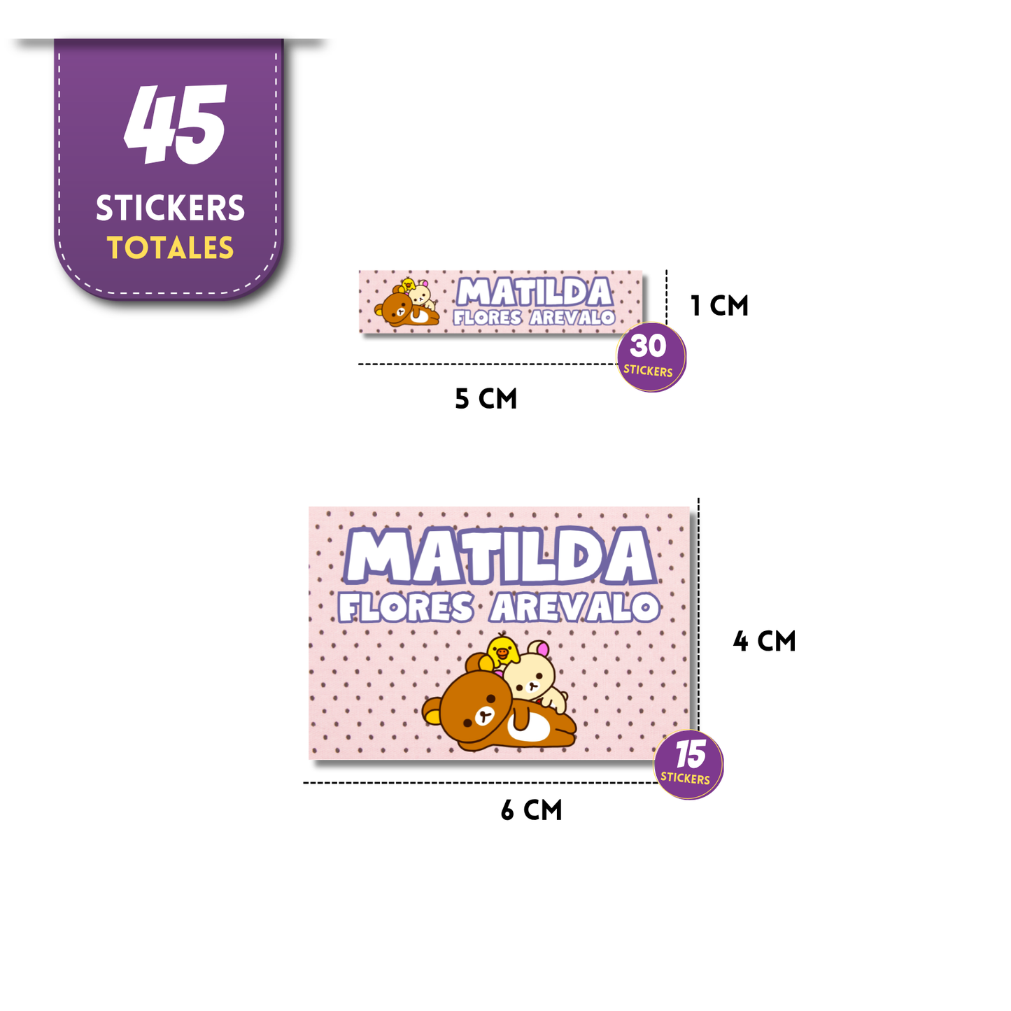 Rilakkuma fondo rosa, etiquetas ropa, personalizadas, textil, DTF