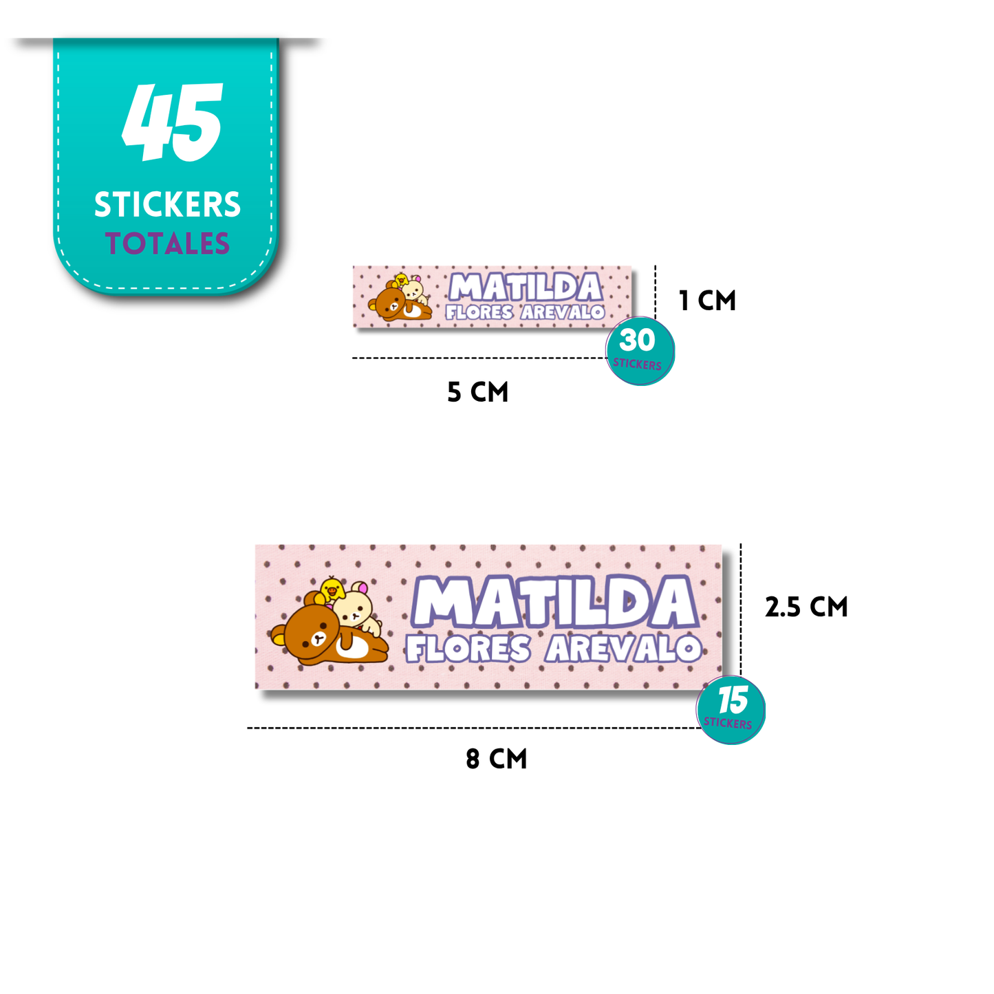 Rilakkuma fondo rosa, etiquetas ropa, personalizadas, textil, DTF