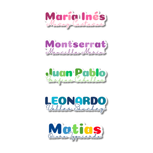 Silueta Nombre y Apellido, etiqueta lavable para tuppers y termos - Kuppani