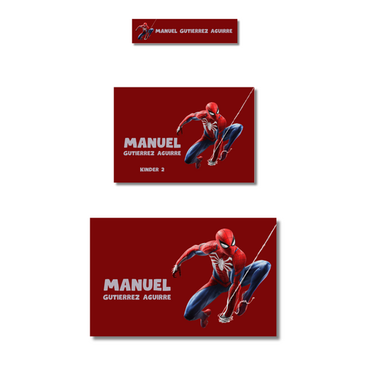 Spiderman With Red Background Personalized School Labels Notebooks, Books and Pencils 