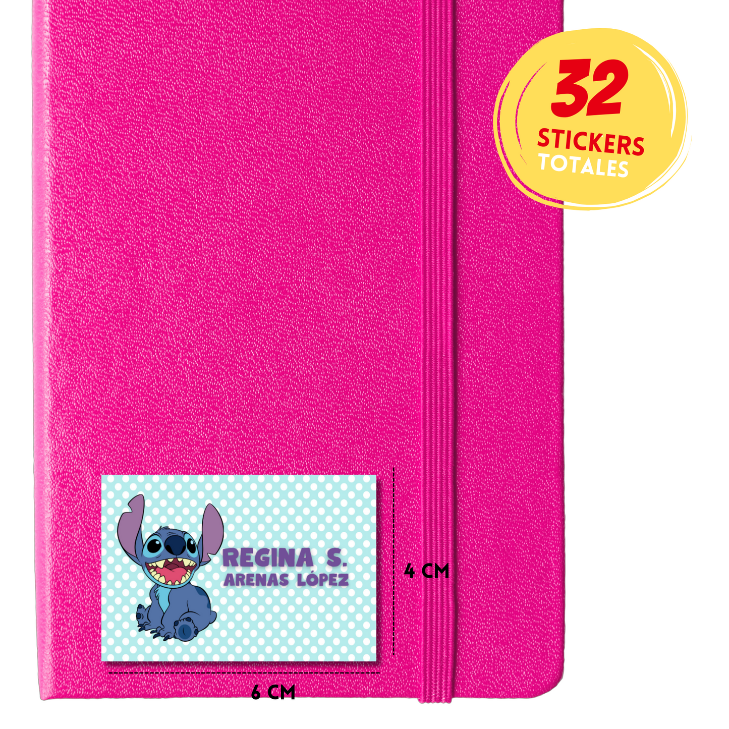 Stitch Personalized School Labels Notebooks, Books and Pencils 