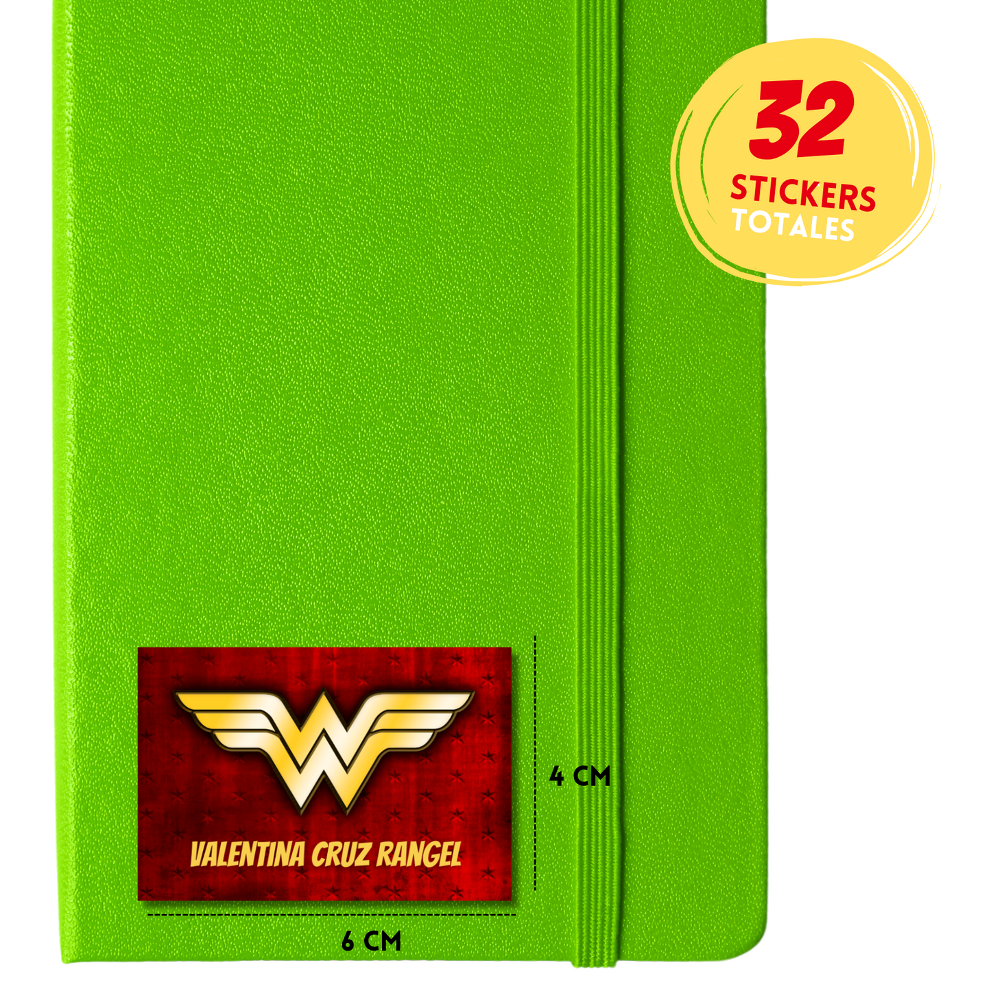 Wonder Woman Logo Personalized School Labels Notebooks, Books and Pencils 