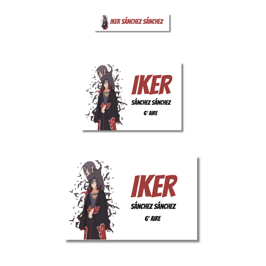 Itachi Uchiha Naruto, Etiquetas Escolares Personalizadas Libretas, Libros y Lápices