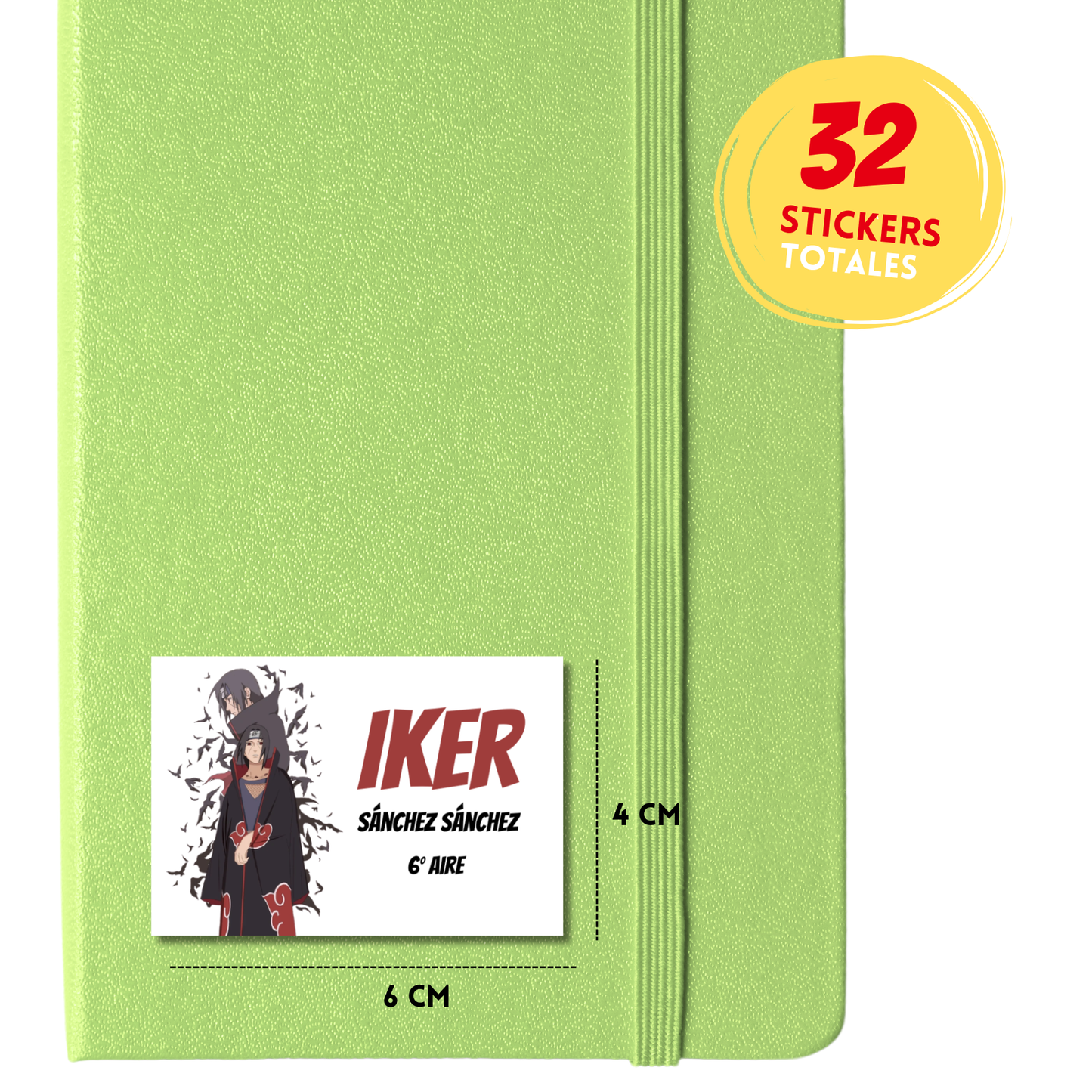 Itachi Uchiha Naruto, Etiquetas Escolares Personalizadas Libretas, Libros y Lápices