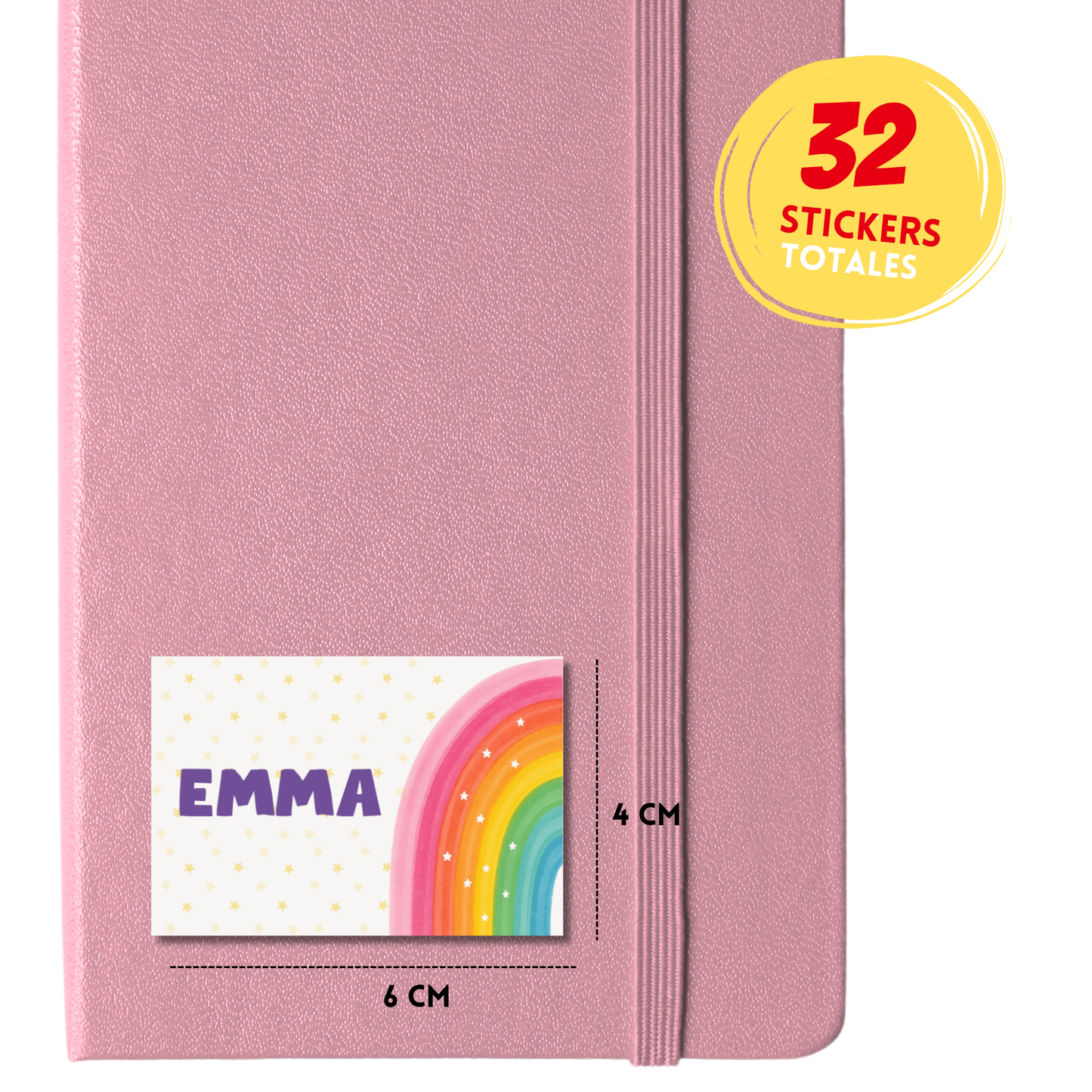 Arcoíris colores con estrellas Etiquetas Escolares Personalizadas Libretas, Libros y Lápices (Copy) (Copy)