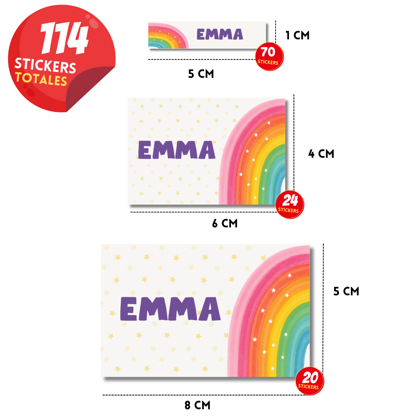 Arcoíris colores con estrellas Etiquetas Escolares Personalizadas Libretas, Libros y Lápices (Copy) (Copy)