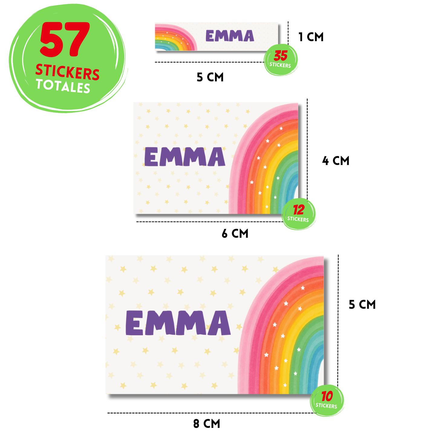 Arcoíris colores con estrellas Etiquetas Escolares Personalizadas Libretas, Libros y Lápices (Copy) (Copy)