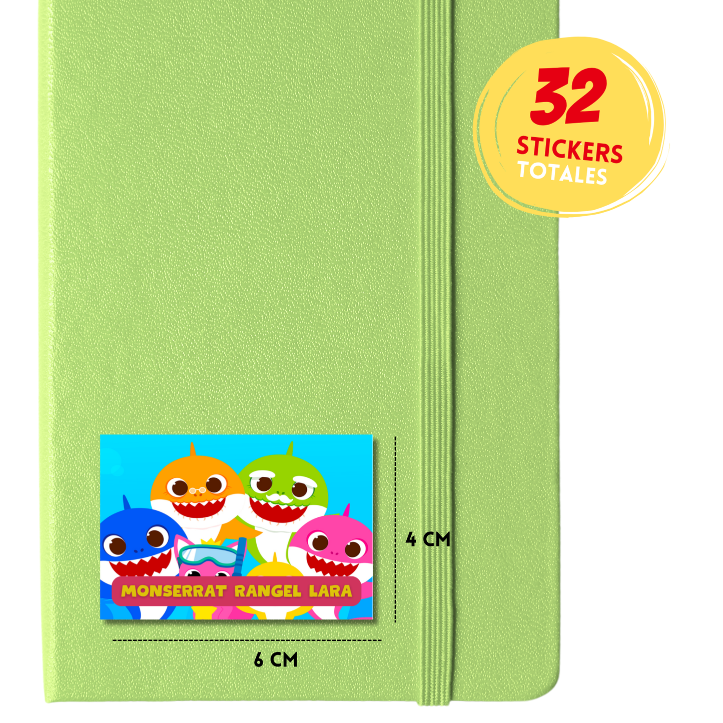 Baby Shark amigos etiquetas adhesivas personalizadas tipo stickers