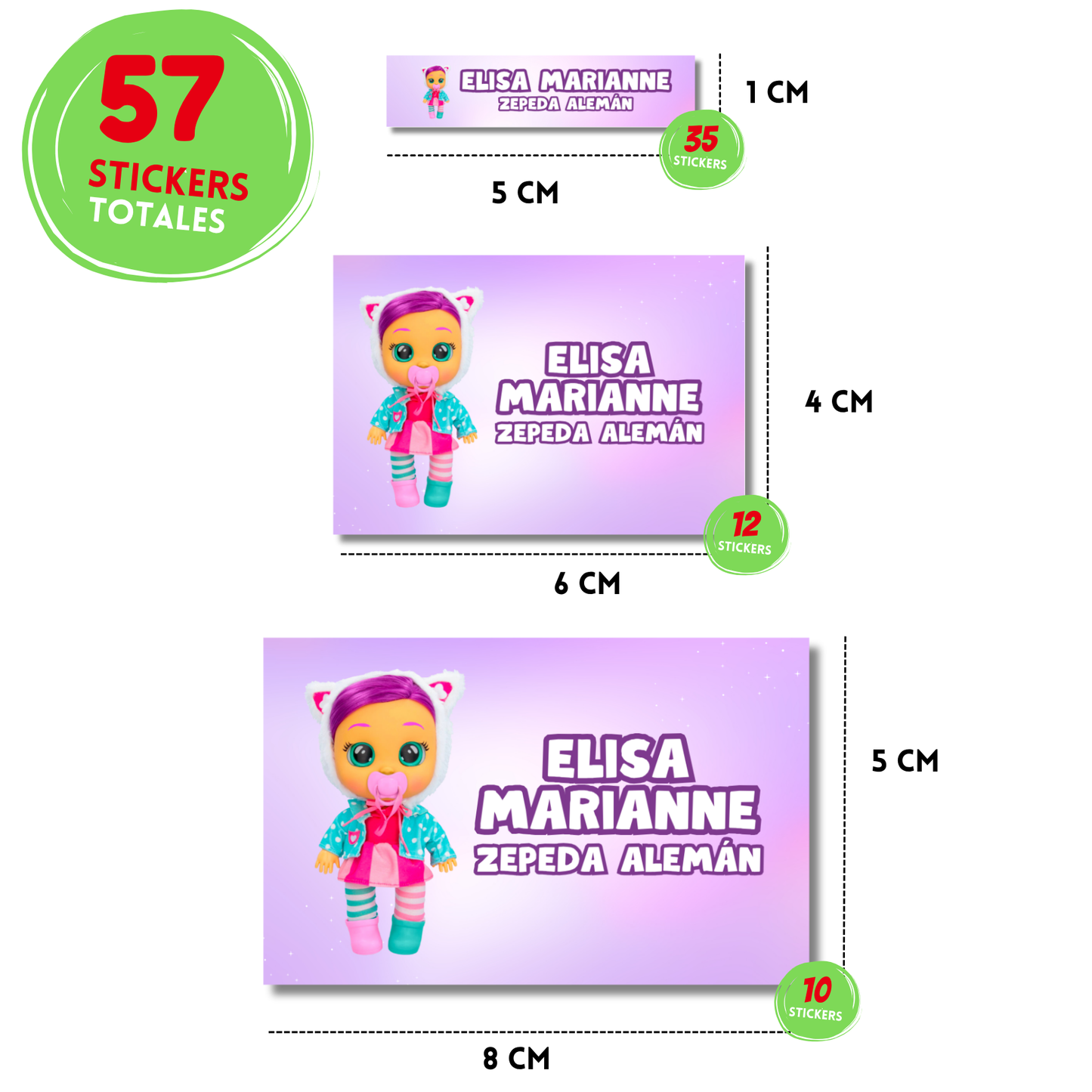 Bebés llorones stickers adhesivas personalizadas para libros, libretas, cuadernos