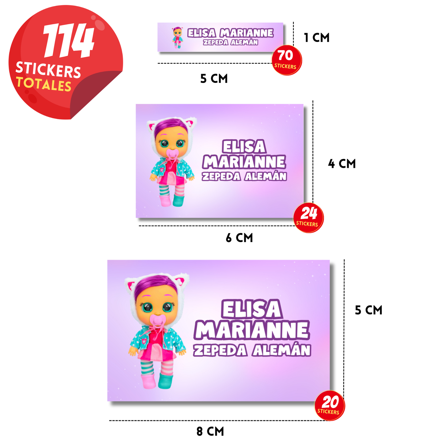 Bebés llorones etiquetas adhesivas personalizadas diferentes medidas