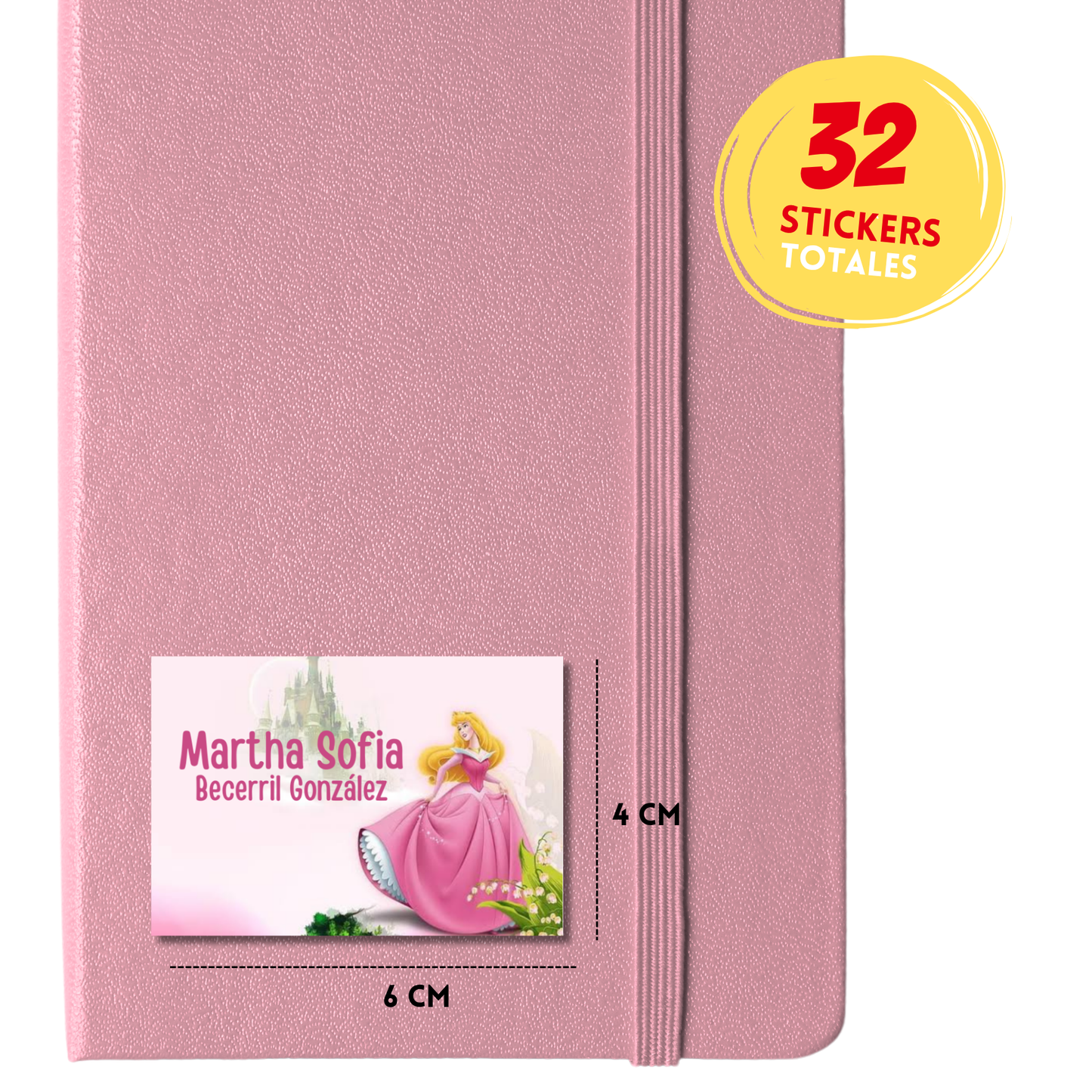 Bella durmiente Aurora Castillo etiquetas adhesivas personalizadas tipo stickers