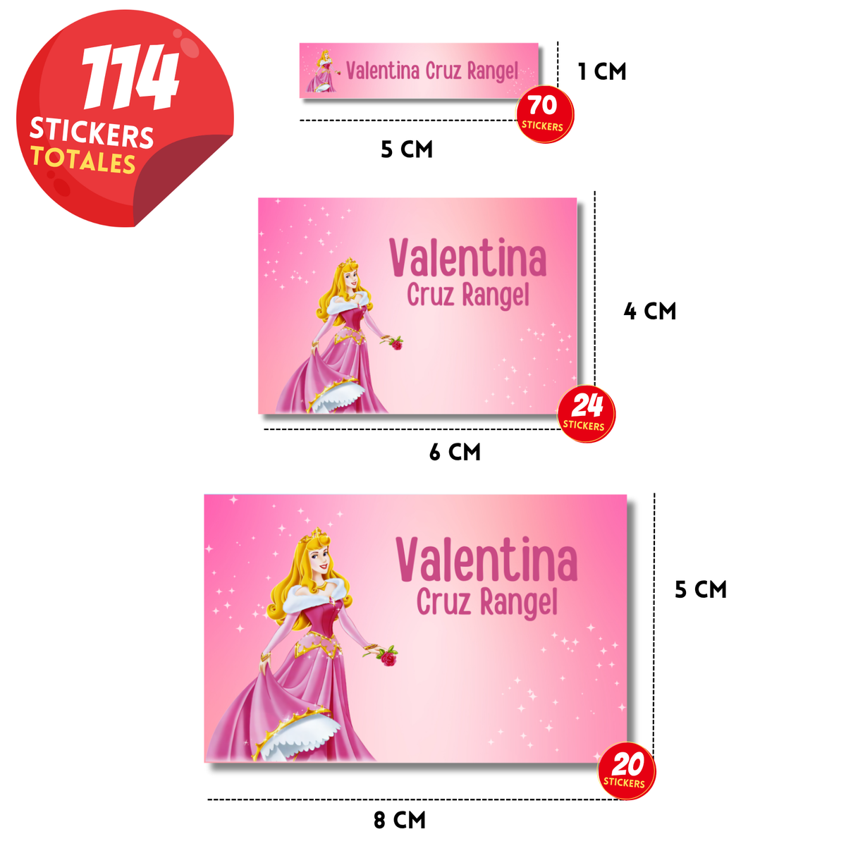 Bella durmiente Aurora etiquetas adhesivas personalizadas diferentes medidas