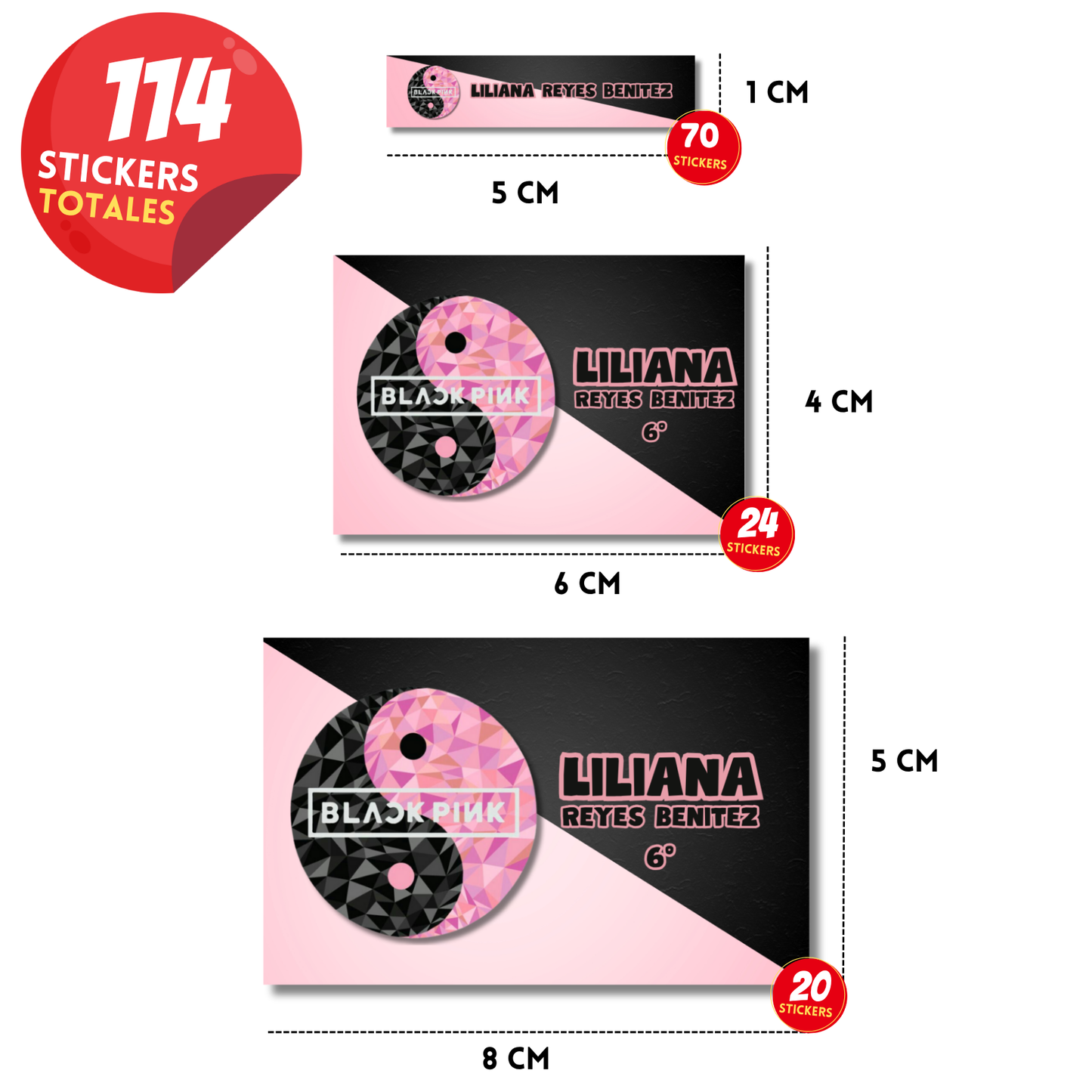 Blackpink etiquetas adhesivas personalizadas diferentes medidas