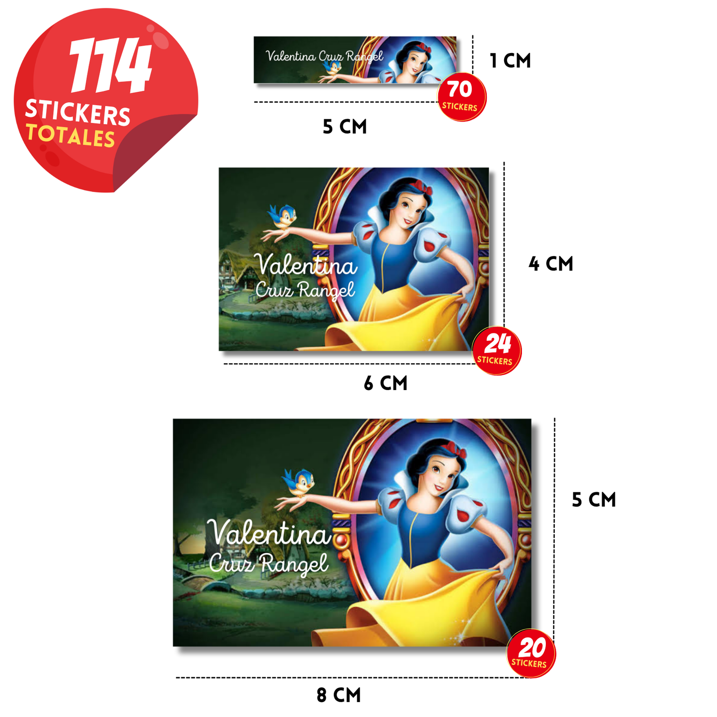 Blanca Nieves Espejo etiquetas adhesivas personalizadas diferentes medidas