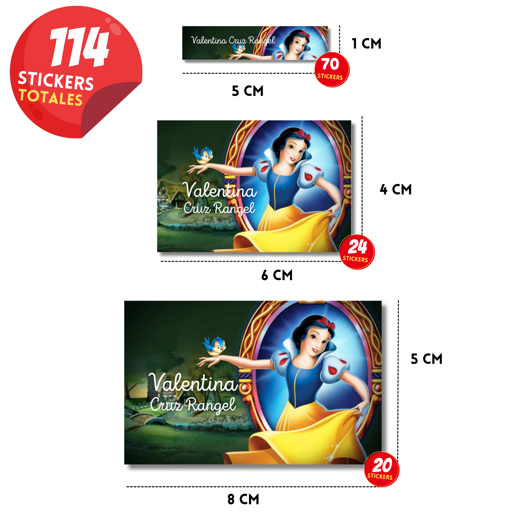 Blanca Nieves Espejo etiquetas adhesivas personalizadas diferentes medidas