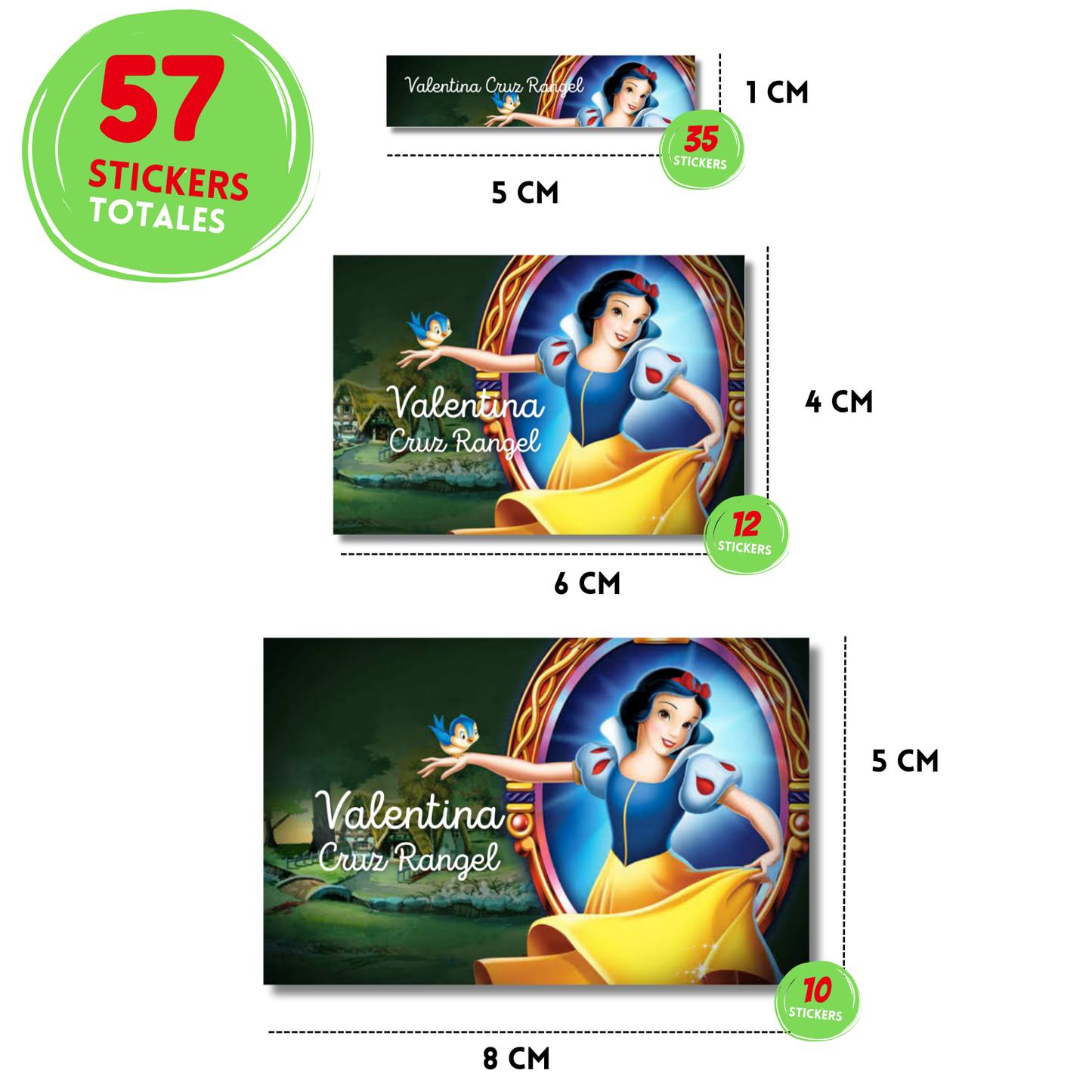 Blanca Nieves Espejo stickers adhesivas personalizadas para libros, libretas, cuadernos