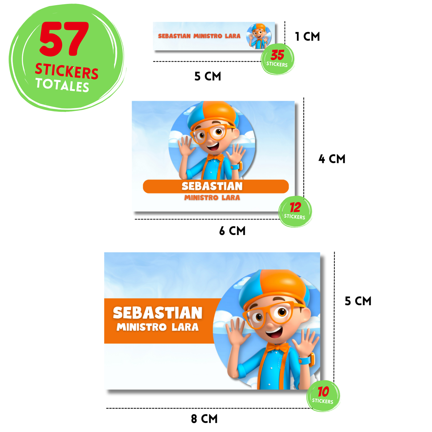 Blippi hola stickers adhesivas personalizadas para libros, libretas, cuadernos