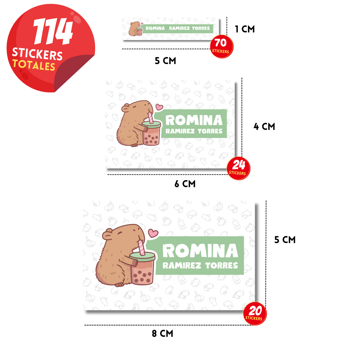 Capibara Etiquetas Escolares Personalizadas Libretas, Libros y Lápices