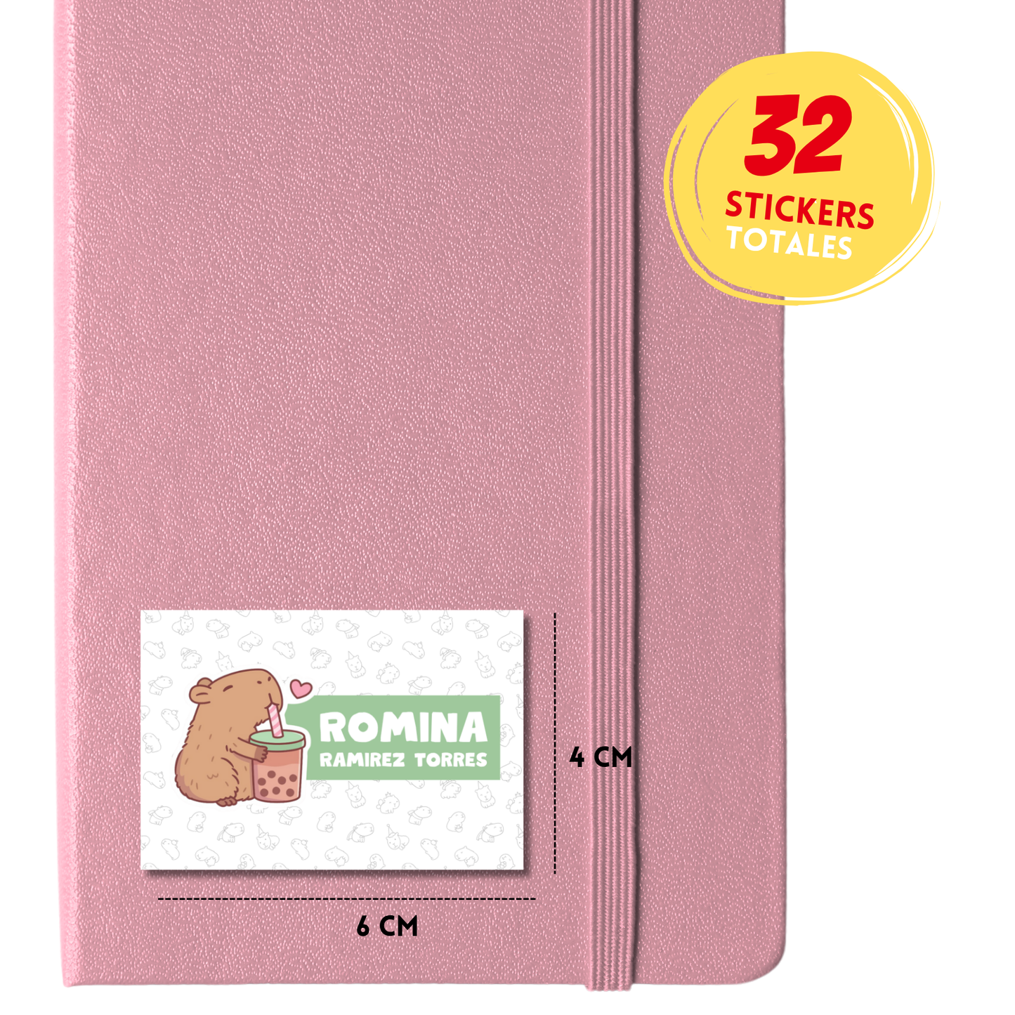 Capibara Etiquetas Escolares Personalizadas Libretas, Libros y Lápices