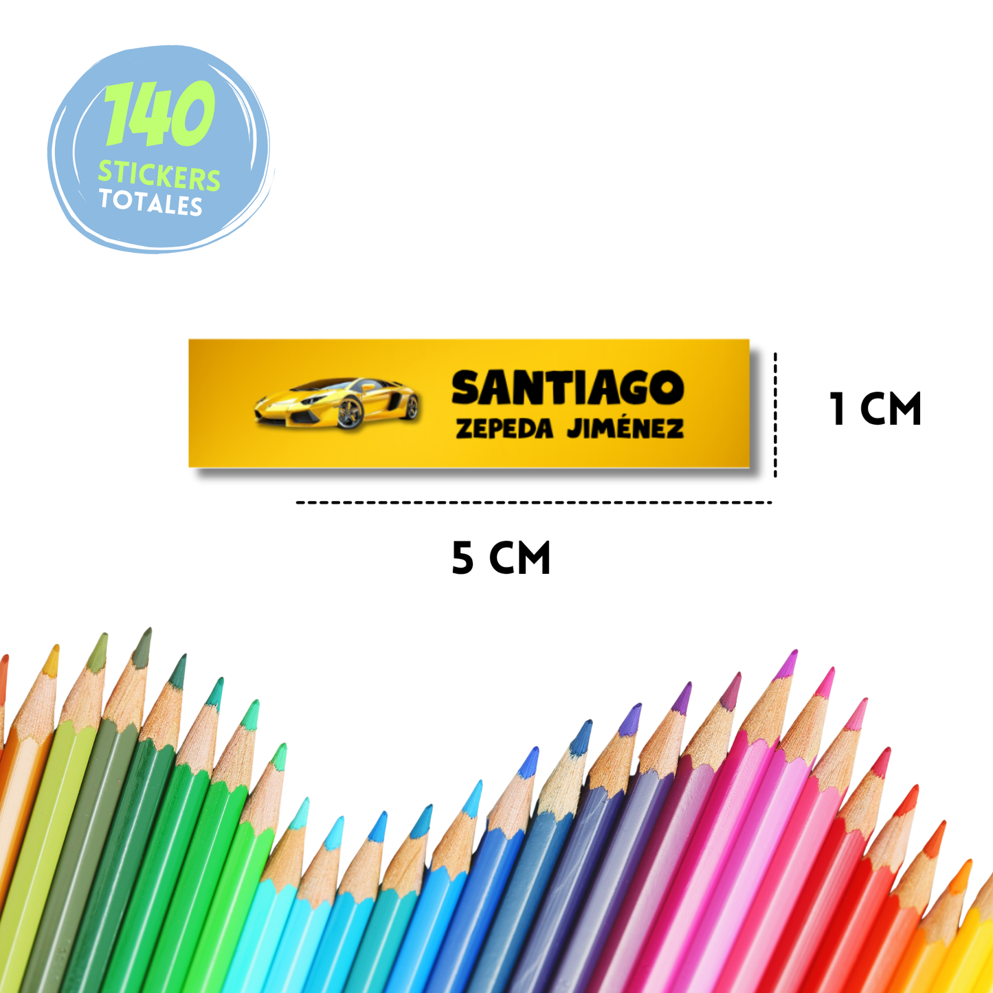 Carro carreras amarillo, Etiquetas Escolares Personalizadas Libretas, Libros y Lápices