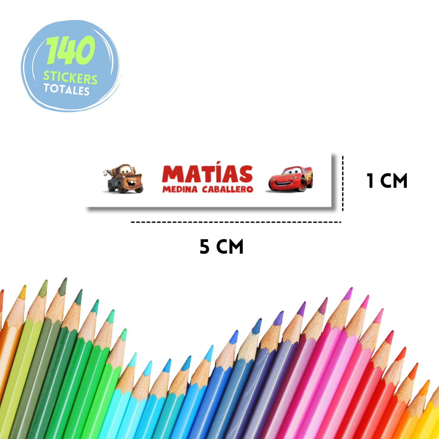 Cars Mater Mcqueen, Etiquetas Escolares Personalizadas Libretas, Libros y Lápices
