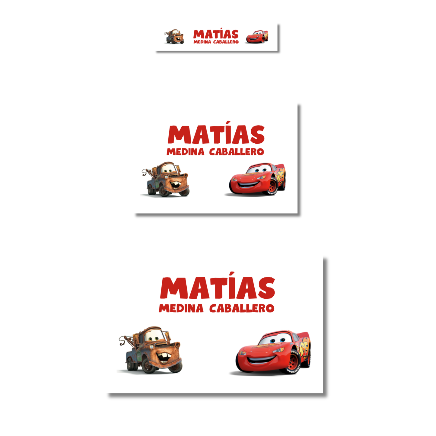 Cars Mater Mcqueen, Etiquetas Escolares Personalizadas Libretas, Libros y Lápices