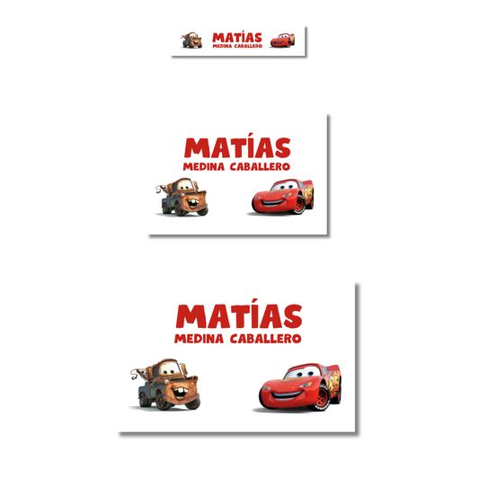 Cars Mater Mcqueen, Etiquetas Escolares Personalizadas Libretas, Libros y Lápices