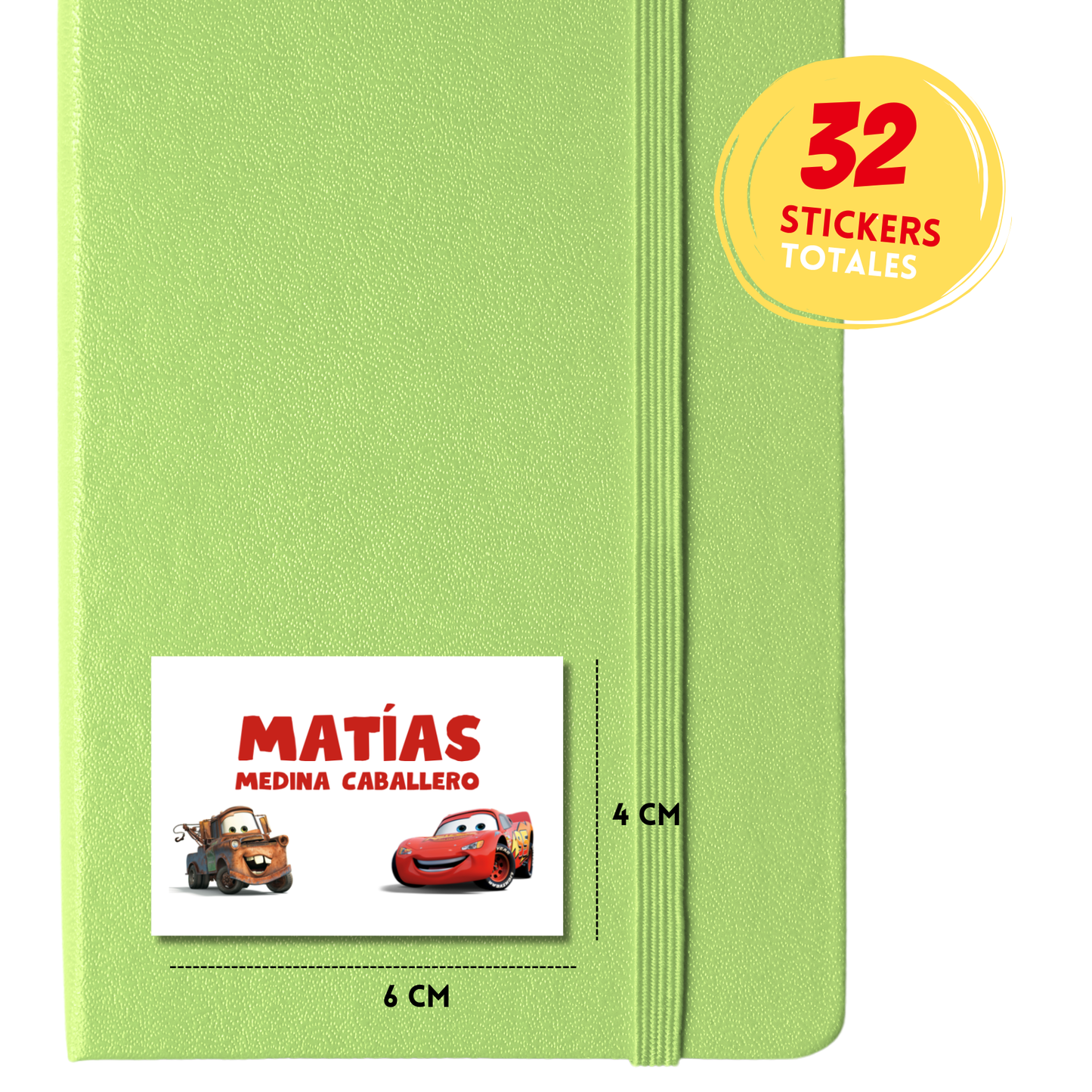 Cars Mater Mcqueen, Etiquetas Escolares Personalizadas Libretas, Libros y Lápices