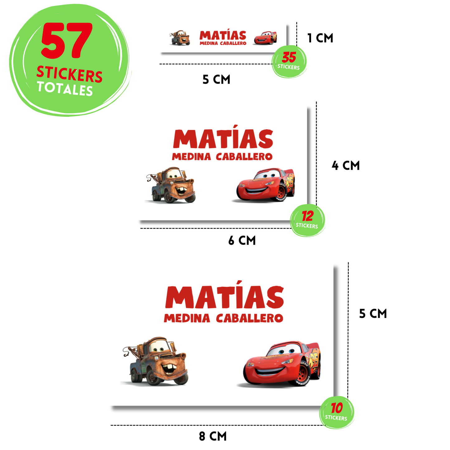 Cars Mater Mcqueen, Etiquetas Escolares Personalizadas Libretas, Libros y Lápices