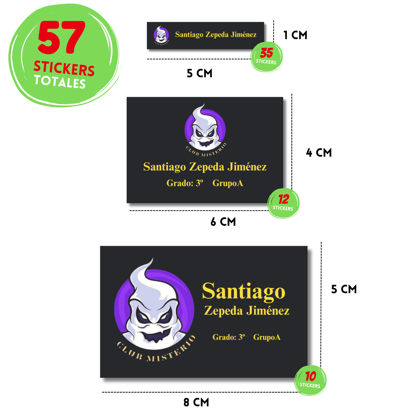 Club misterio Etiquetas Escolares Personalizadas Libretas, Libros y Lápices