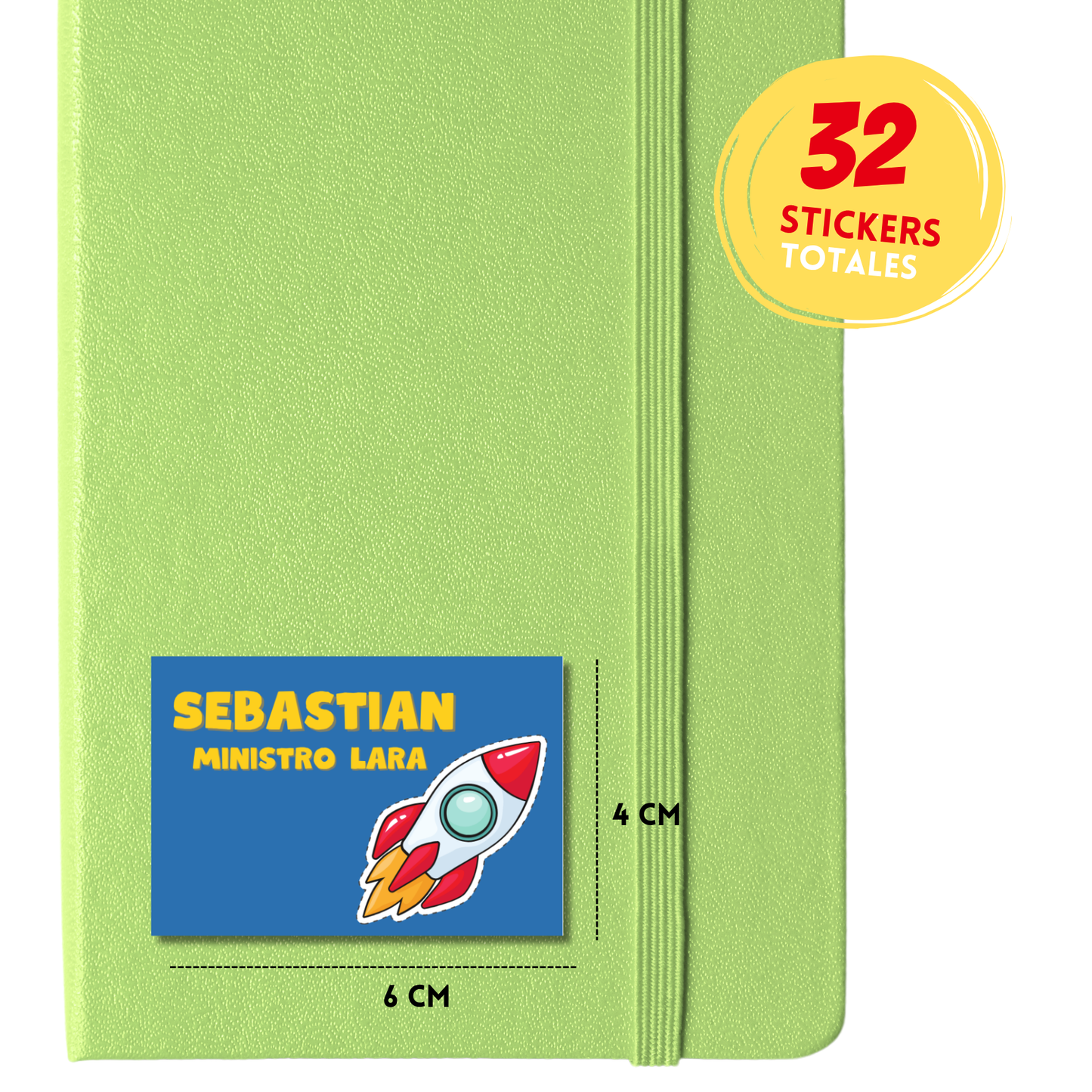 Cohete Etiquetas Escolares Personalizadas Libretas, Libros y Lápices