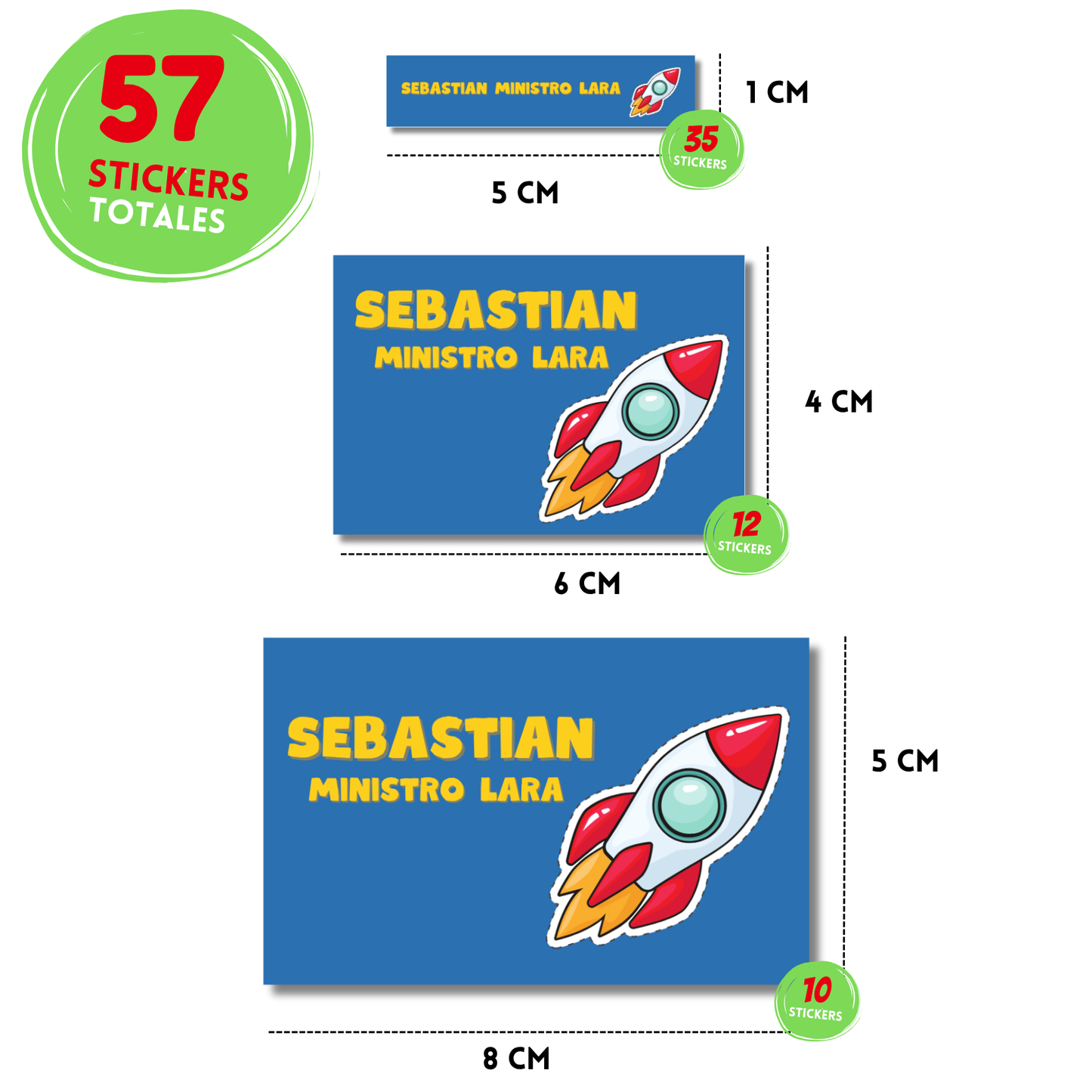 Cohete Etiquetas Escolares Personalizadas Libretas, Libros y Lápices