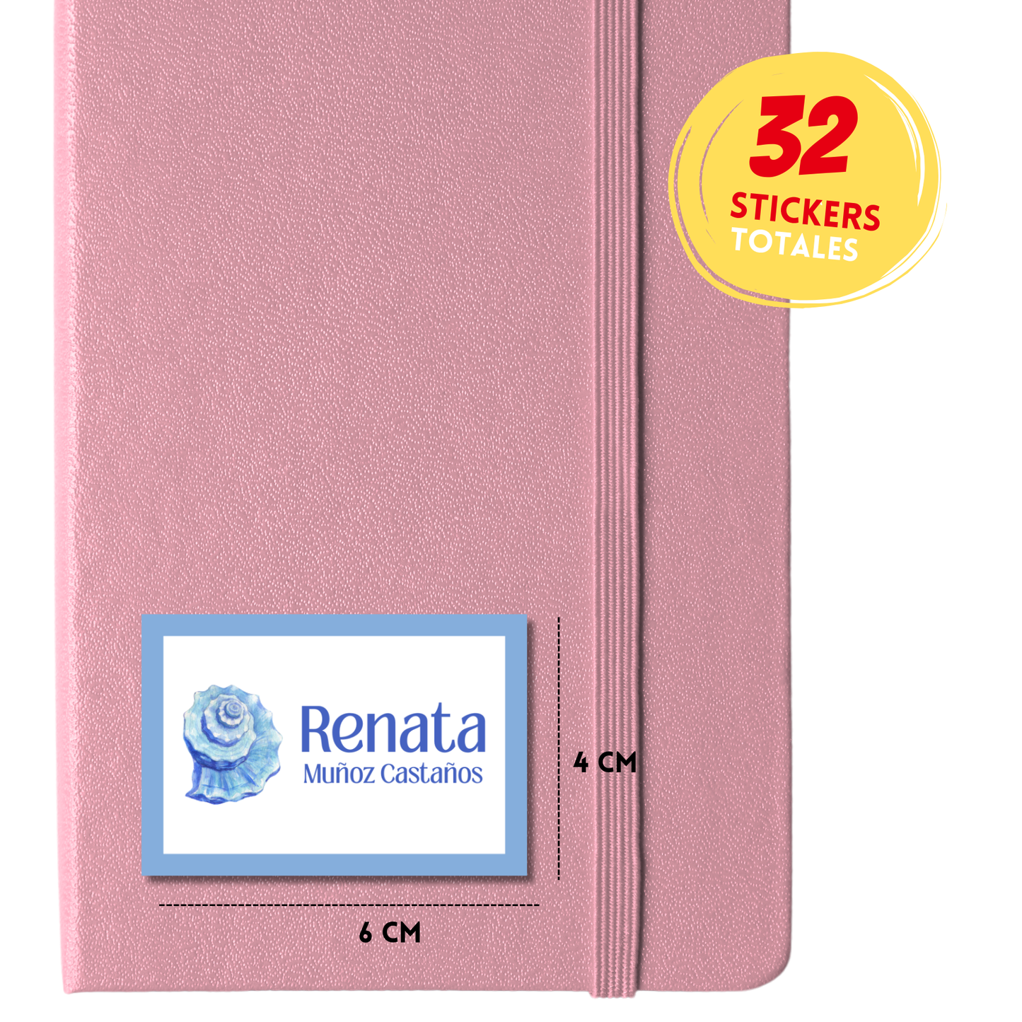 Concha de mar azul, Etiquetas Escolares Personalizadas Libretas, Libros y Lápices