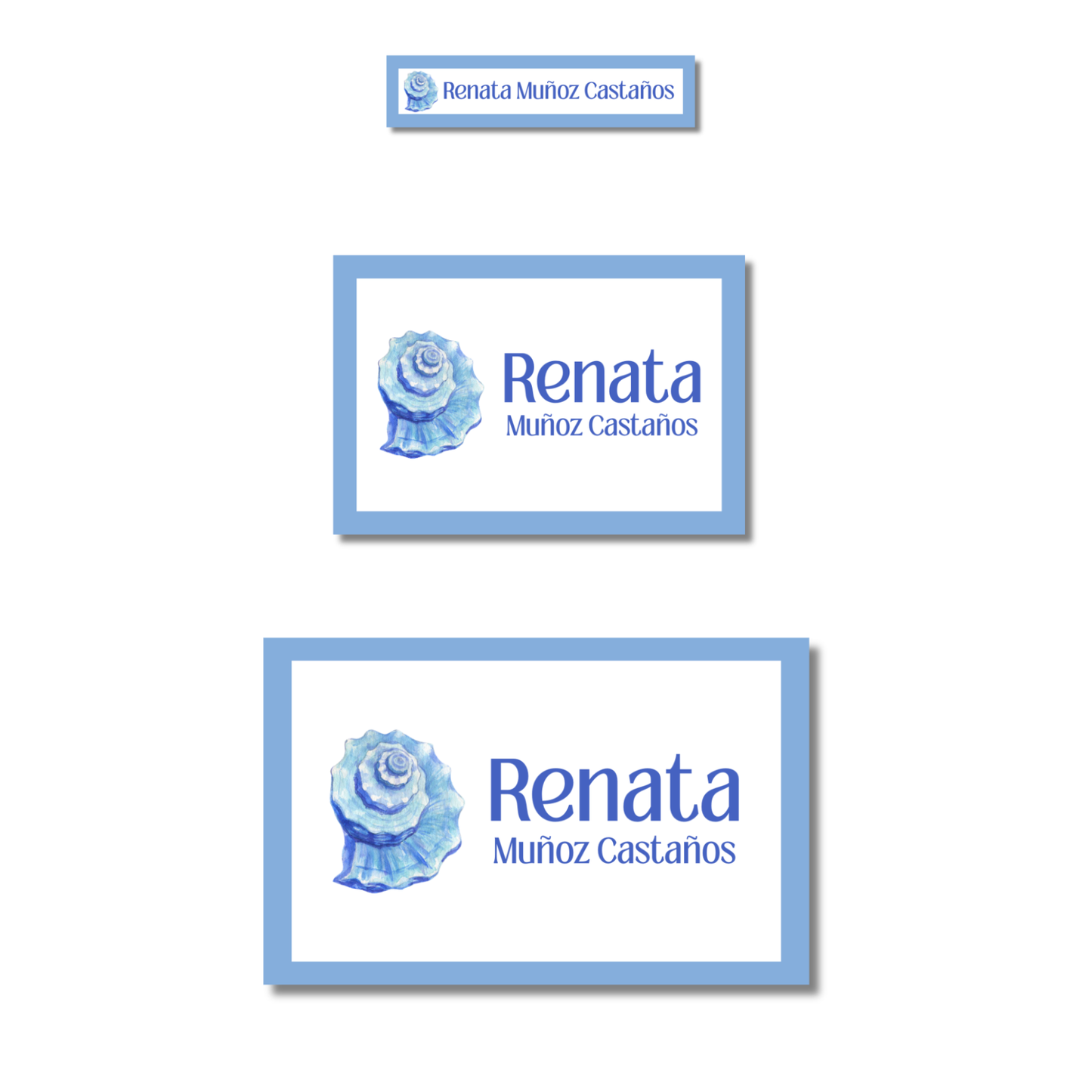 Concha de mar azul, Etiquetas Escolares Personalizadas Libretas, Libros y Lápices