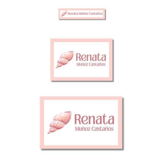 Concha de mar rosa, Etiquetas Escolares Personalizadas Libretas, Libros y Lápices
