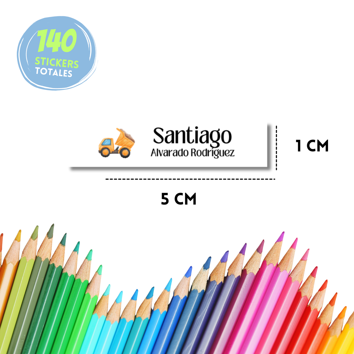 Construcción camión de volteo, etiqueta escolar personalizada - Kuppani
