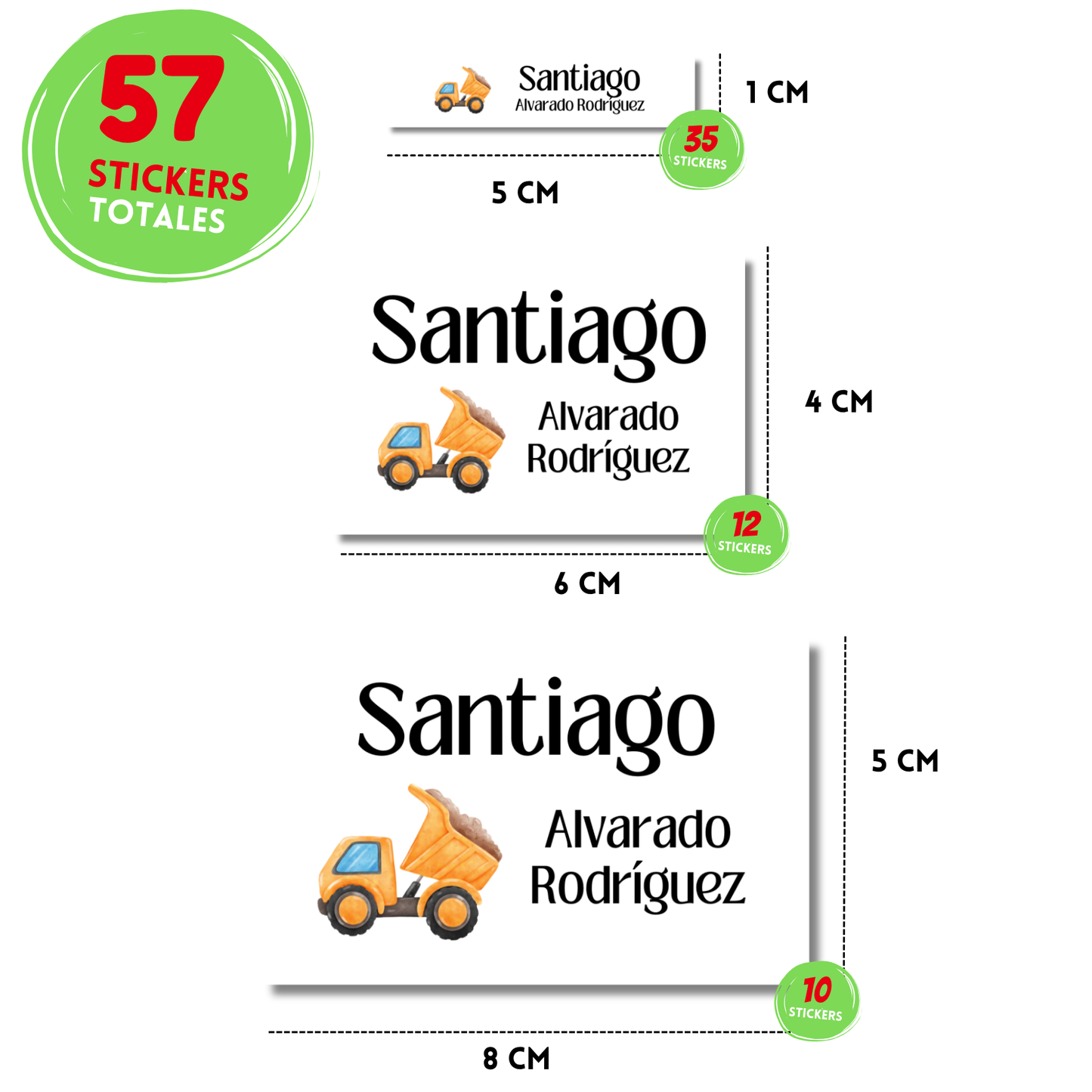 Construcción camión de volteo Etiquetas Escolares Personalizadas Libretas, Libros y Lápices