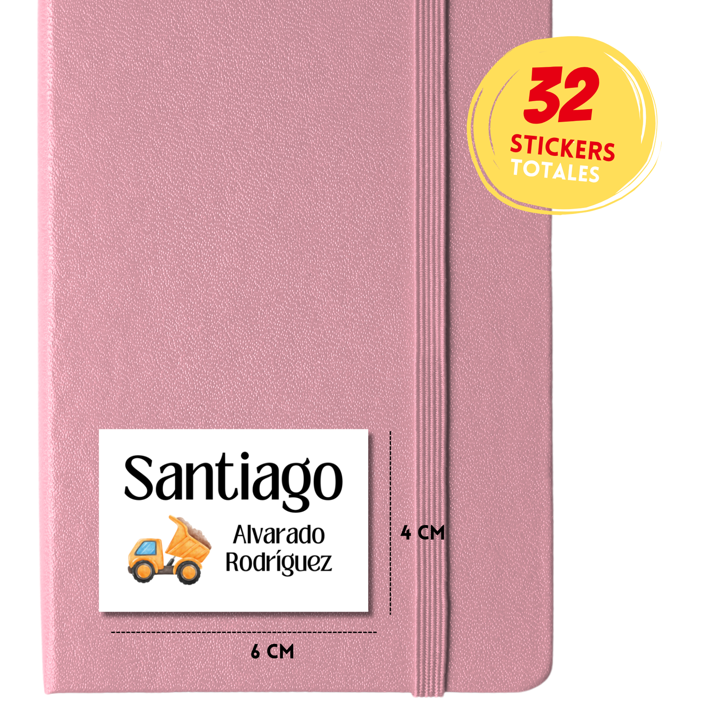 Construcción camión de volteo Etiquetas Escolares Personalizadas Libretas, Libros y Lápices