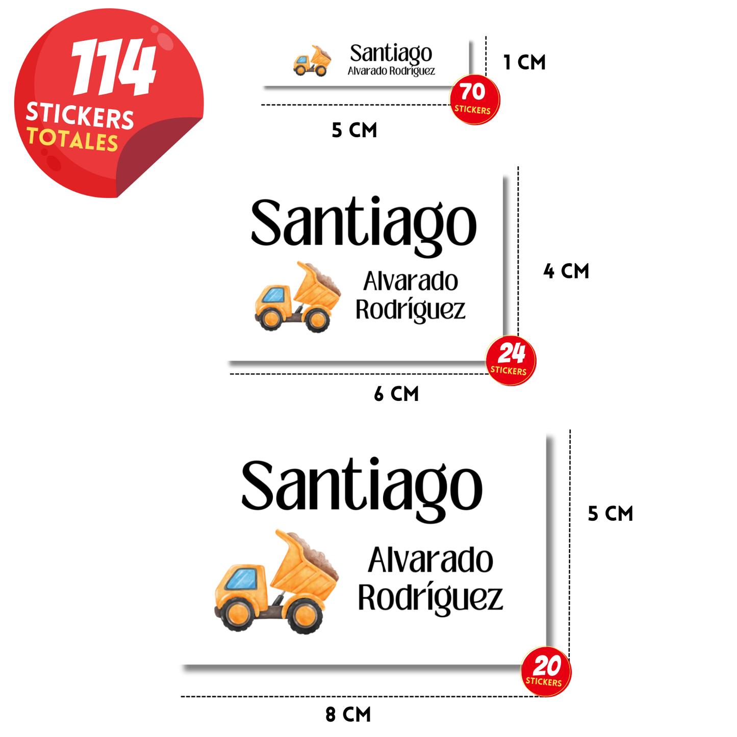 Construcción camión de volteo Etiquetas Escolares Personalizadas Libretas, Libros y Lápices