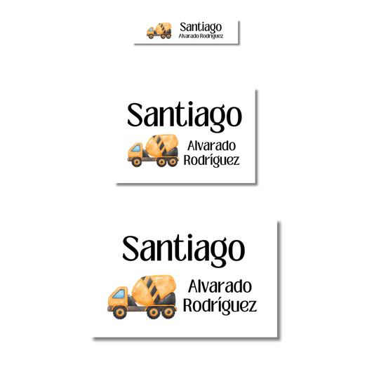 Construcción camión Revolvedora Etiquetas Escolares Personalizadas Libretas, Libros y Lápices