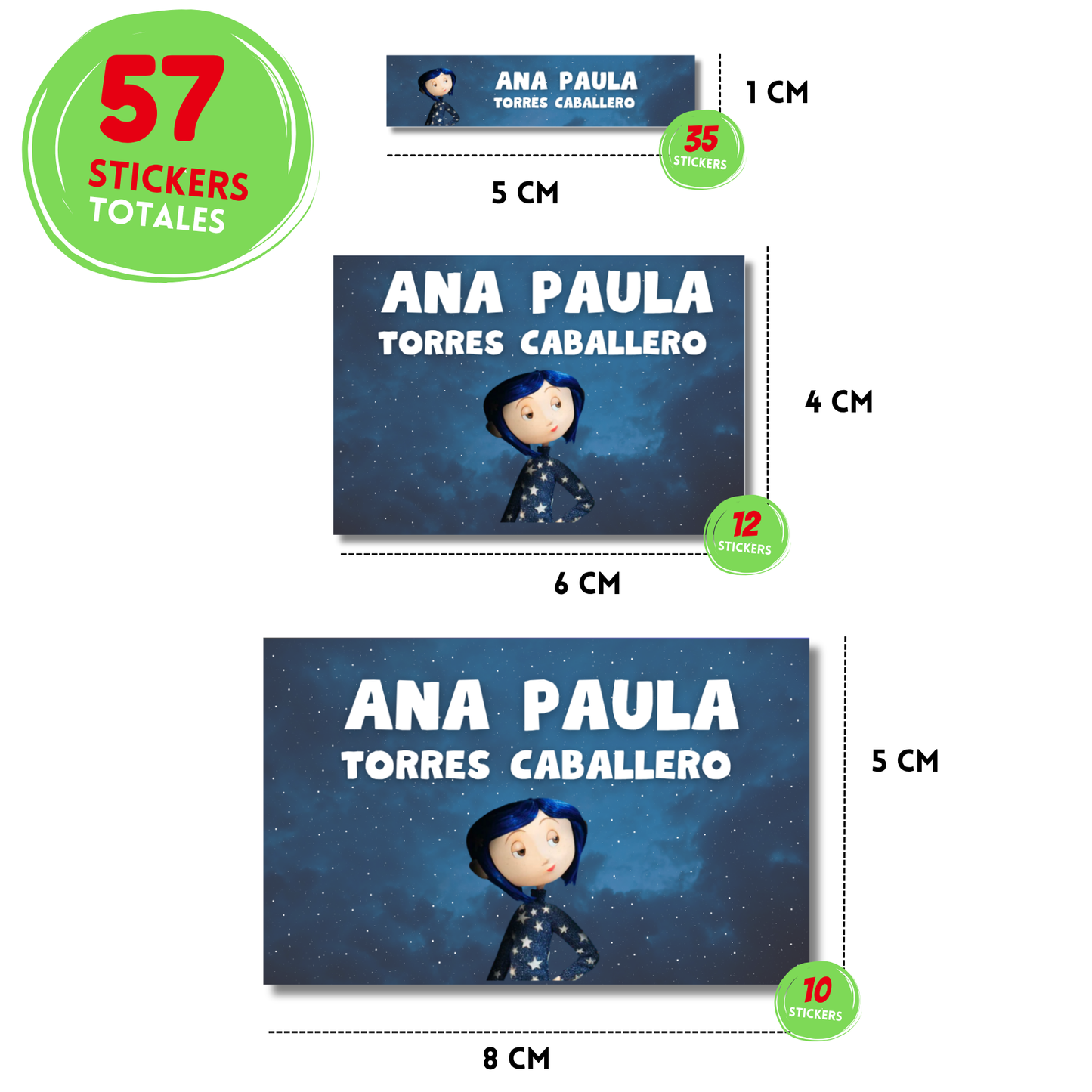 Coraline Etiquetas Escolares Personalizadas Libretas, Libros y Lápices