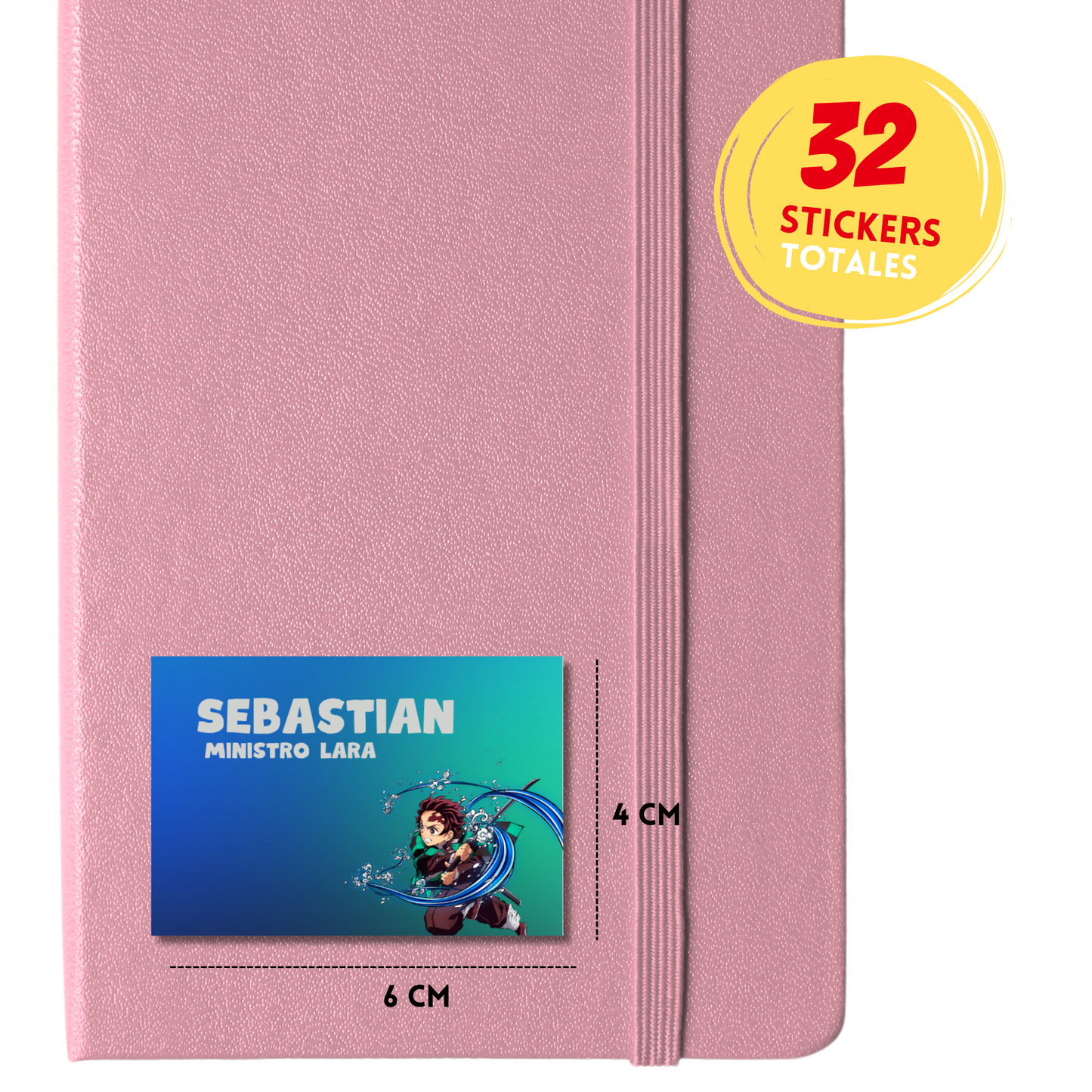 Demon Slayer Tanjiro Kamado Etiquetas Escolares Personalizadas Libretas, Libros y Lápices