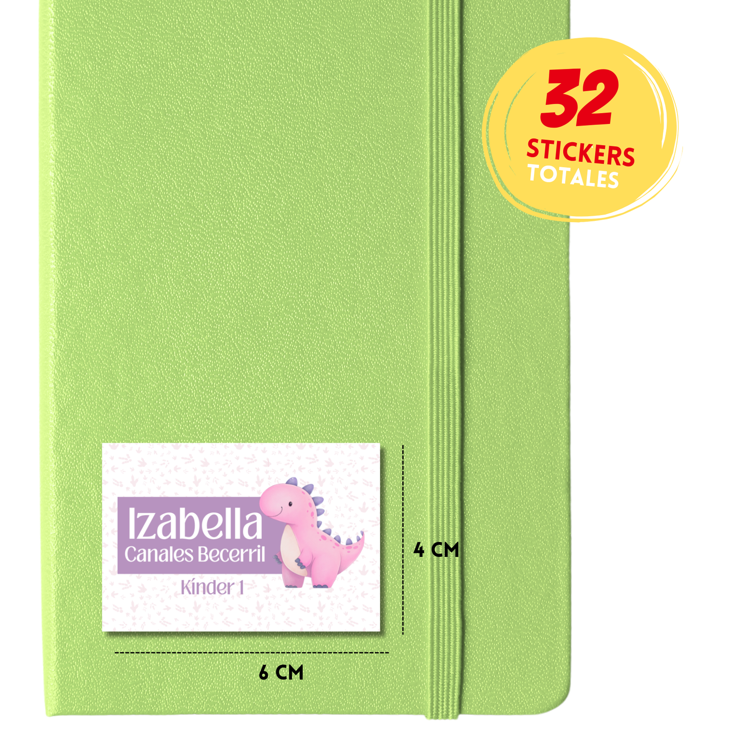 Dinosaurio Rosa, Etiquetas Escolares Personalizadas Libretas, Libros y Lápices