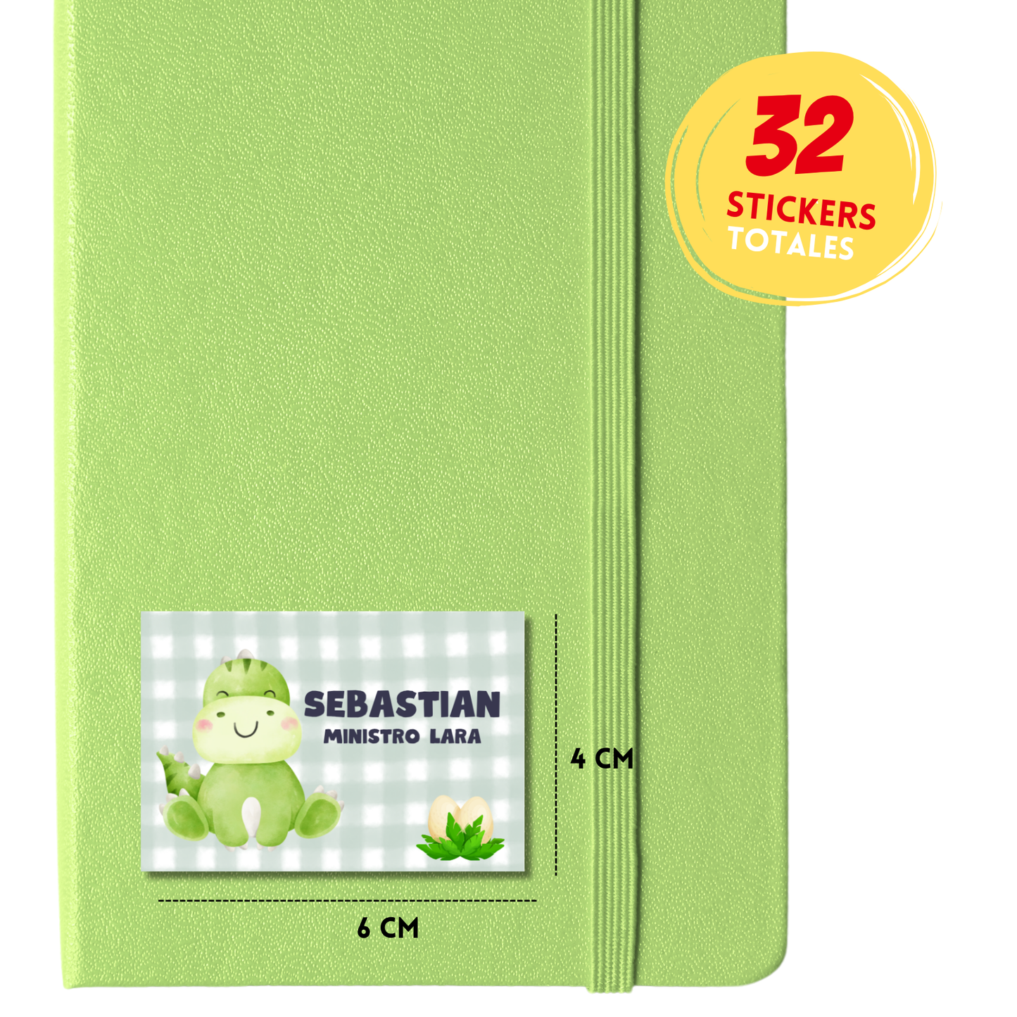 Dinosaurio Dino Etiquetas Escolares Personalizadas Libretas, Libros y Lápices