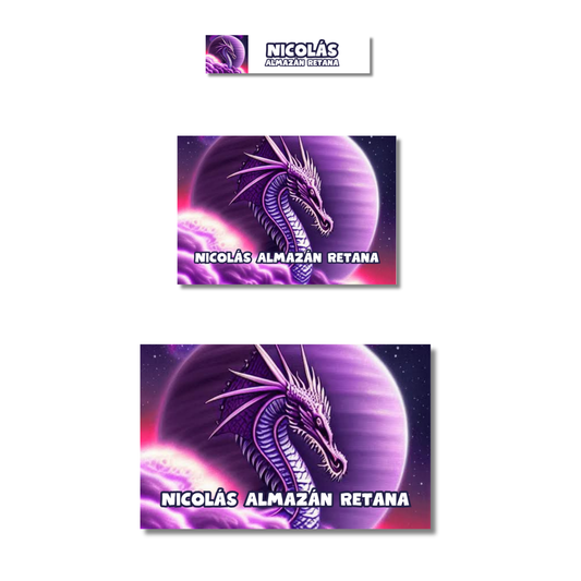 Dragón morado Etiquetas Escolares Personalizadas Libretas, Libros y Lápices