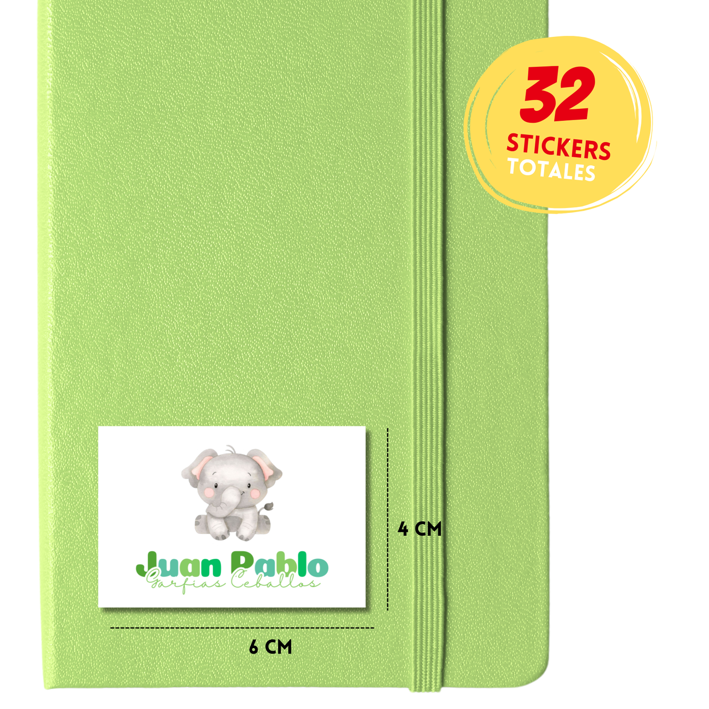 Elefante, Etiquetas Escolares Personalizadas Libretas, Libros y Lápices