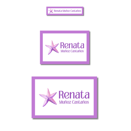 Estrella de mar morada, Etiquetas Escolares Personalizadas Libretas, Libros y Lápices
