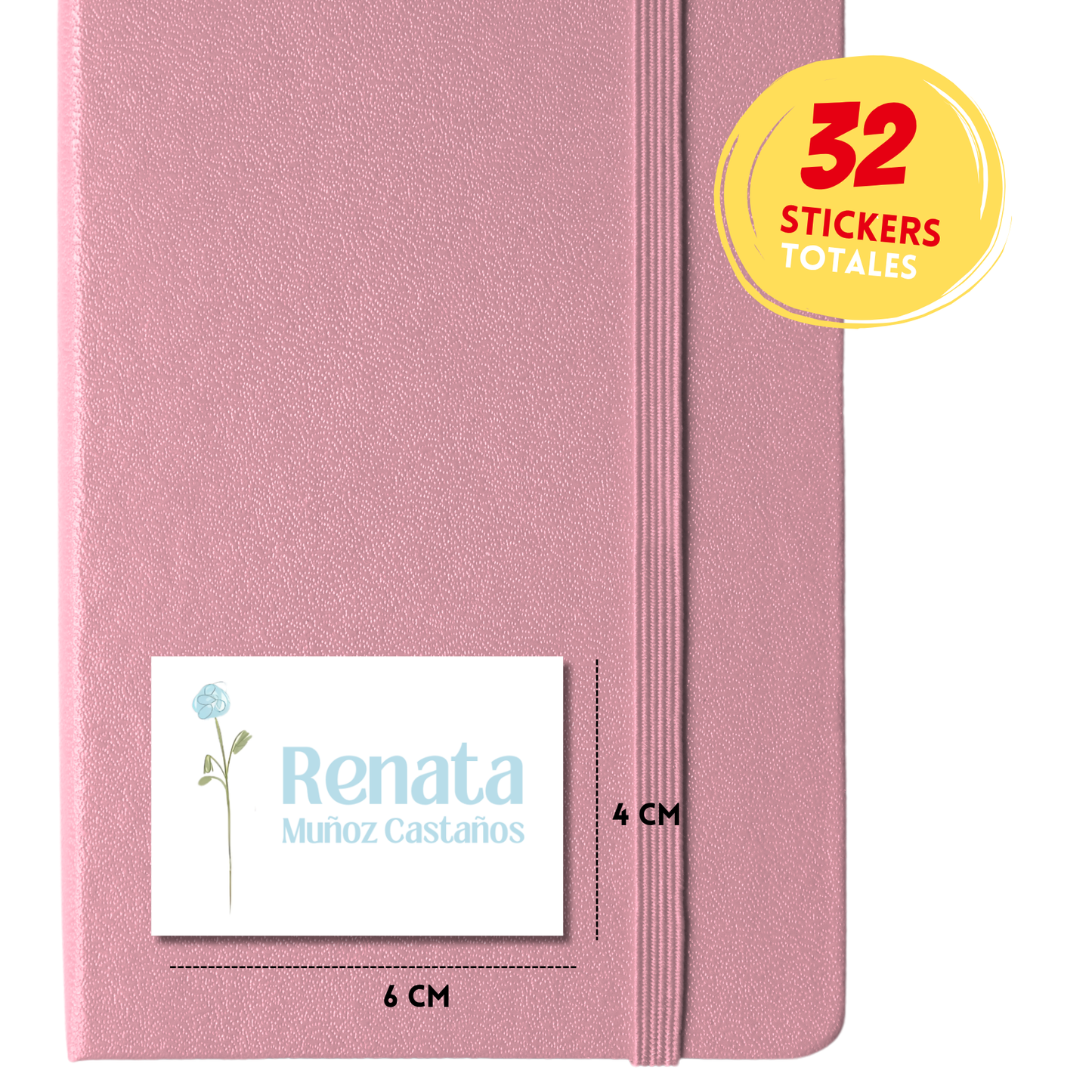 Flor Azul Aesthetic Etiquetas Escolares Personalizadas Libretas, Libros y Lápices